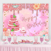 Lofaris Glitter Pink Theme Happy Birthday Backdrop For Girl